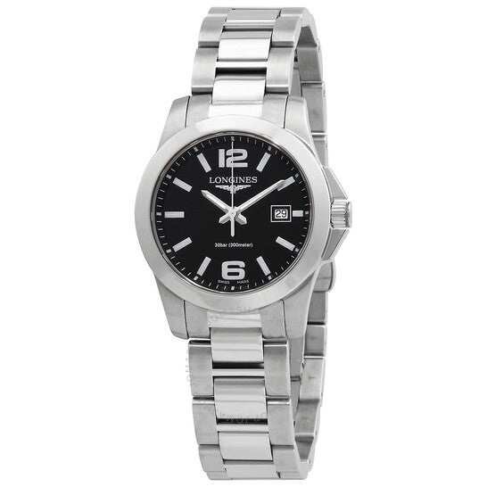 Longines, Conquest Quartz Black Dial Ladies Watch