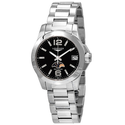 Longines, Conquest Quartz Black Dial Ladies Watch