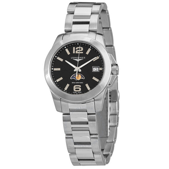 Longines, Conquest Quartz Black Dial Ladies Watch