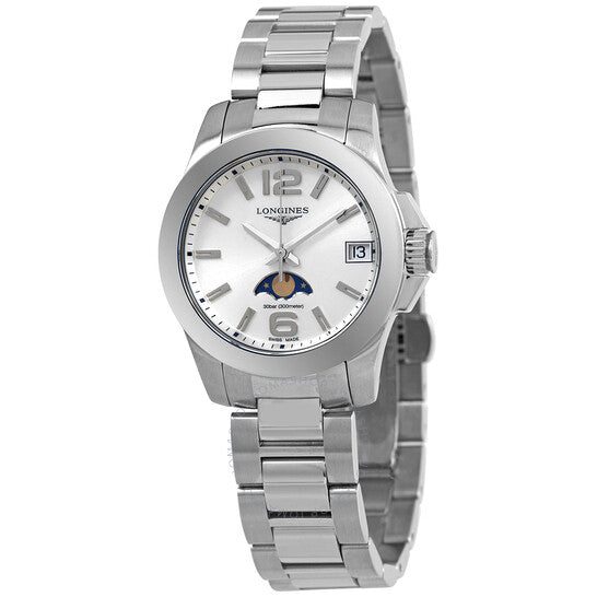 Longines, Conquest Quartz Silver Dial Ladies Watch
