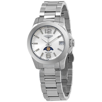 Longines, Conquest Quartz Silver Dial Ladies Watch