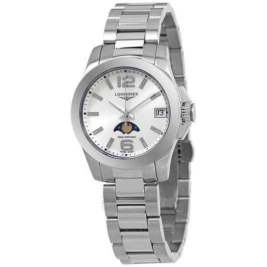Longines, Conquest Quartz Silver Dial Ladies Watch