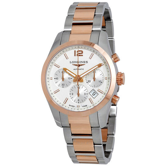لونجين كونكويست ساعة رجالية أوتوماتيكية بمينا فضي