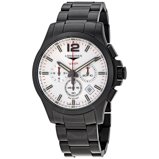 ساعة لونجين كونكويست VHP بيربتشوال كرونوغراف كوارتز للرجال بمينا فضية