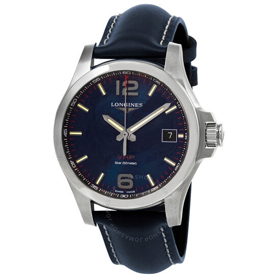 ساعة لونجين كونكويست VHP كوارتز للرجال بمينا أزرق