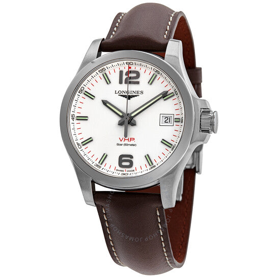 ساعة لونجين كونكويست VHP كوارتز للرجال بمينا فضي