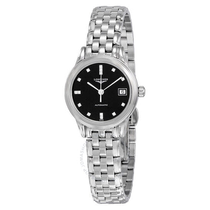 Longines, Diamond Automatic Black Dial Stainless Steel Ladies Watch