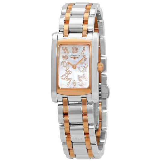 Longines, Dolce Vita Mother of Pearl Diamond Dial Steel and 18K Pink Gold Ladies Watch