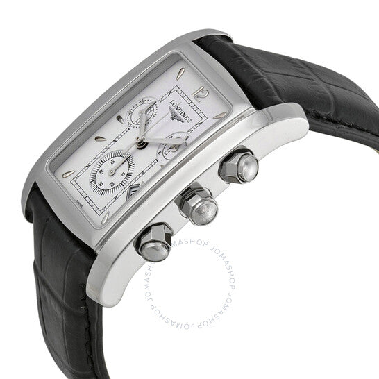 لونجين، ساعة دولتشي فيتا كرونوغراف للرجال بمينا أبيض وجلد