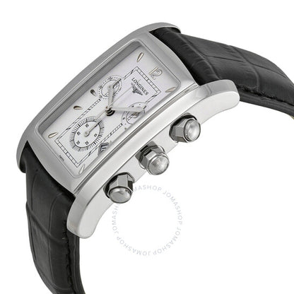 لونجين، ساعة دولتشي فيتا كرونوغراف للرجال بمينا أبيض وجلد