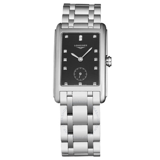 لونجين، ساعة دولتشي فيتا كوارتز ماسية بمينا سوداء للسيدات