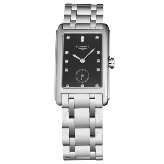 لونجين، ساعة دولتشي فيتا كوارتز ماسية بمينا سوداء للسيدات