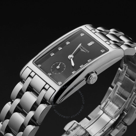 لونجين، ساعة دولتشي فيتا كوارتز ماسية بمينا سوداء للسيدات