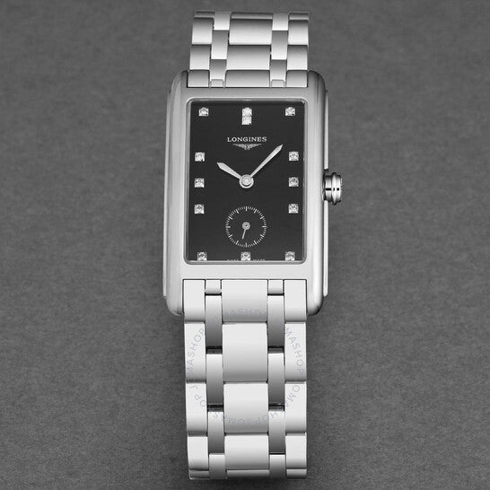 لونجين، ساعة دولتشي فيتا كوارتز ماسية بمينا سوداء للسيدات