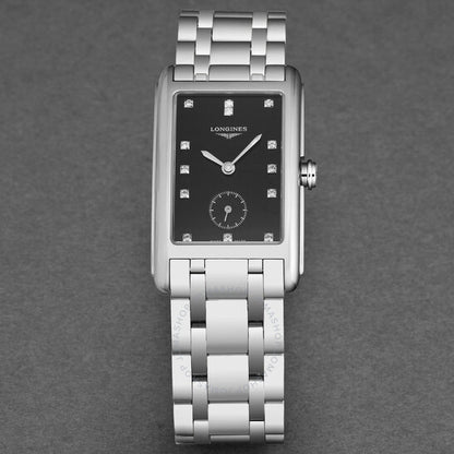 لونجين، ساعة دولتشي فيتا كوارتز ماسية بمينا سوداء للسيدات