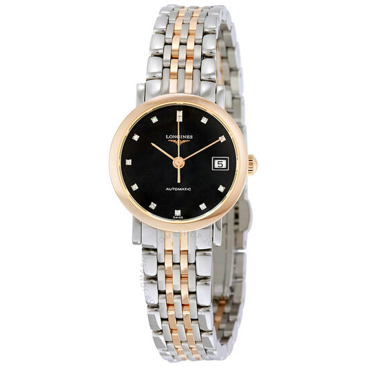 Longines, Elegant Automatic Black Dial Ladies Watch