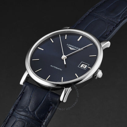 لونجين، ساعة نسائية أنيقة أوتوماتيكية بمينا أزرق