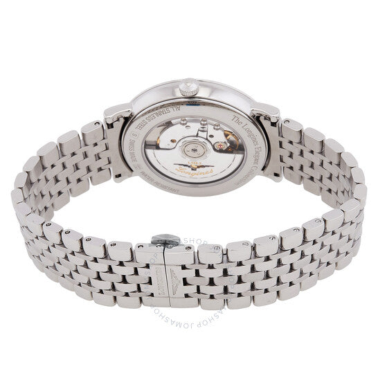 لونجين، ساعة رجالية أوتوماتيكية أنيقة بمينا أسود مرصعة بالألماس