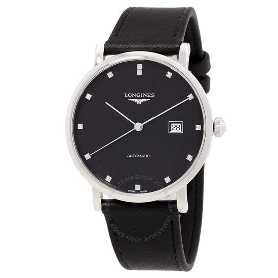 Longines, Elegant Automatic Diamond Black Dial Men's Watch