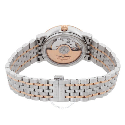 لونجين، ساعة أنيقة أوتوماتيكية للسيدات بمينا أبيض من الماس