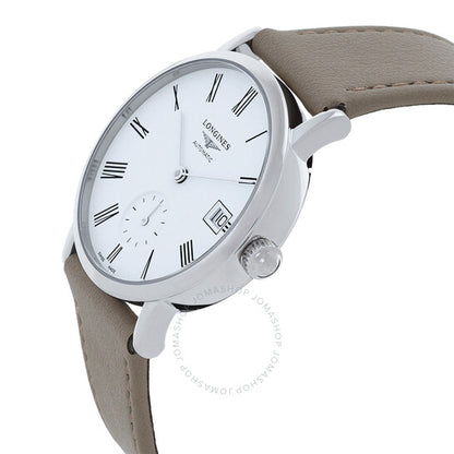 لونجين، ساعة أنيقة أوتوماتيكية للسيدات بمينا أبيض