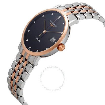 Longines, Elegant Automatic Black Dial Two-tone Men's Watch