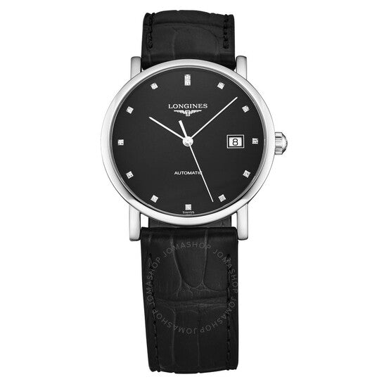 Longines, Elegant Diamond Black Dial Men's Watch