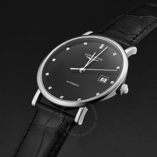 Longines, Elegant Diamond Black Dial Men's Watch