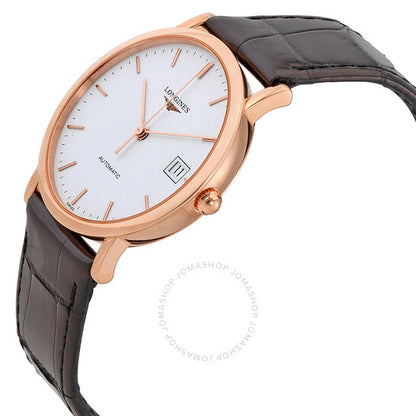 لونجين، ساعة نسائية أوتوماتيكية أنيقة بمينا أبيض