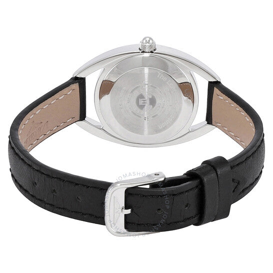 ساعة لونجين إكويستريان كوارتز مرصعة بالألماس ومينا سوداء للسيدات