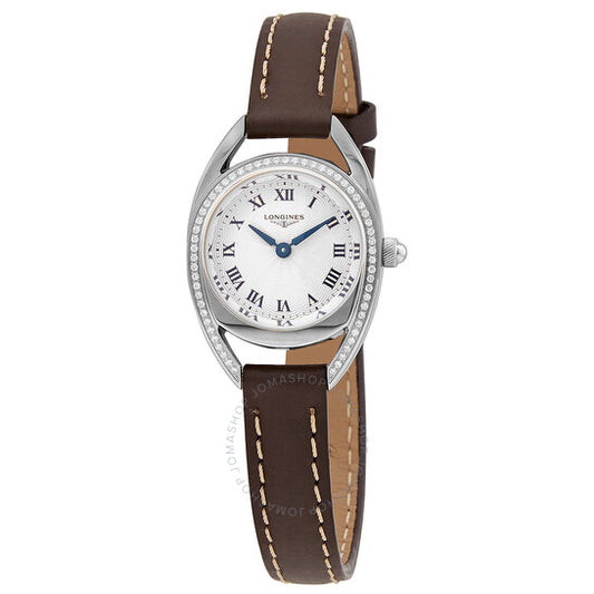 Longines, Equestrian Quartz Diamond Silver Guilloche Dial Ladies Watch