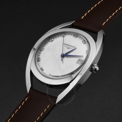 ساعة لونجين إكويستريان كوارتز للسيدات بمينا أبيض من الألماس