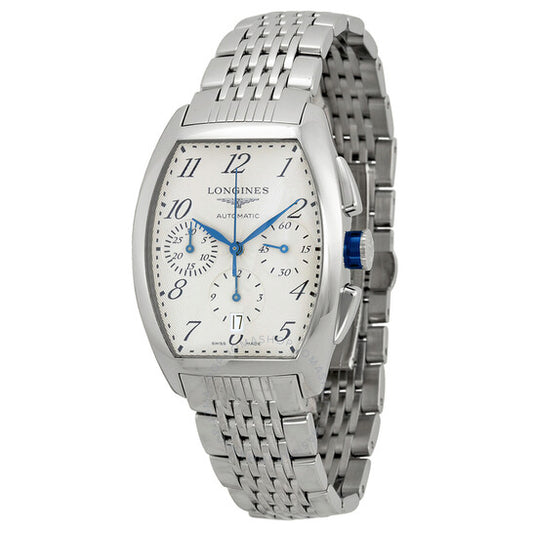 ساعة لونجين إيفيدنزا أوتوماتيكية كرونوغراف بمينا فضية وستانلس ستيل للرجال