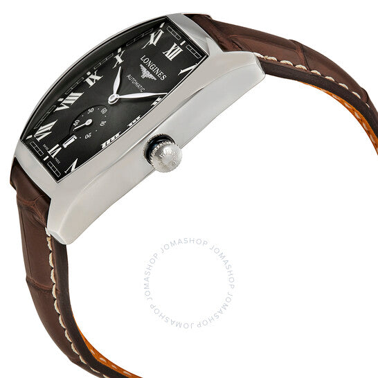 Longines, Evidenza Black Flinque Dial Automatic Men's Leather Watch