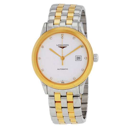 ساعة لونجين، ساعة رجالية أوتوماتيكية رائدة بمينا أبيض مرصعة بالألماس L49843277