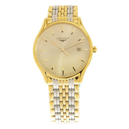 ساعة لونجين جراند كلاسيك بمينا ذهبي للرجال