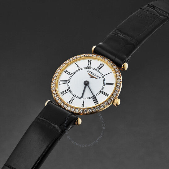 ساعة لونجين جراند كلاسيك كوارتز للسيدات بمينا أبيض