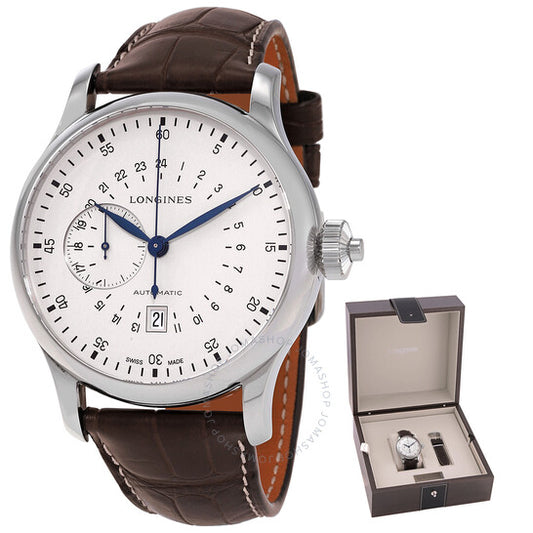 ساعة لونجين هيريتيج أفيجيشن كرونوغراف أوتوماتيكية للرجال بمينا فضي