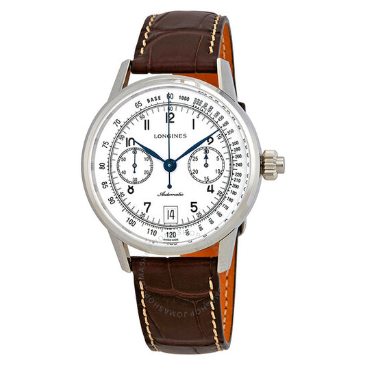 لونجين، ساعة كرونوغراف هيريتيج للرجال بمينا أبيض