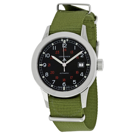 ساعة لونجينز هيريتيج ميليتاري سوداء أوتوماتيكية للرجال L28324535