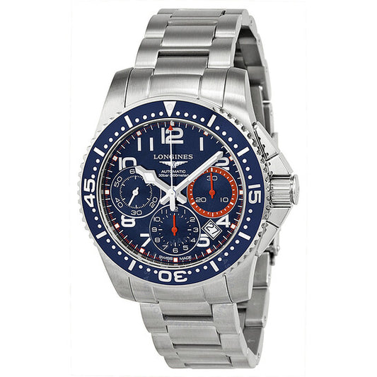 Longines, Hydro Conquest Blue and Orange Dial Blue Bezel Stainless Steel Men's Watch L36964036
