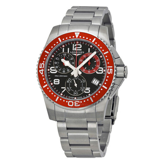 Longines, HydroConquest Chronograph Black Dial Stainless Steel Men's Watch L36904596
