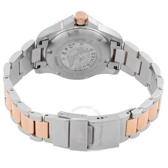 ساعة لونجين هيدروكونكويست كوارتز بمينا بيضاء مرصعة بالألماس للسيدات