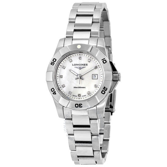 Longines, HydroConquest White Pearl Dial Ladies Watch
