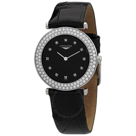 ساعة لونجين، ساعة لا غراند كلاسيك دايموند كوارتز بمينا أسود للسيدات
