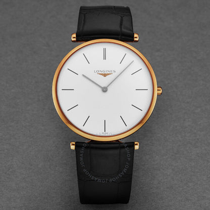 ساعة لونجين لا غراندي كوارتز بمينا بيضاء للسيدات