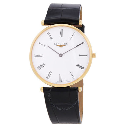 ساعة لونجين لا غراندي كوارتز بمينا بيضاء للسيدات