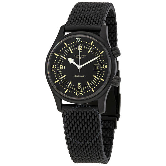 ساعة لونجين ليجند دايفر أوتوماتيكية للرجال بمينا أسود