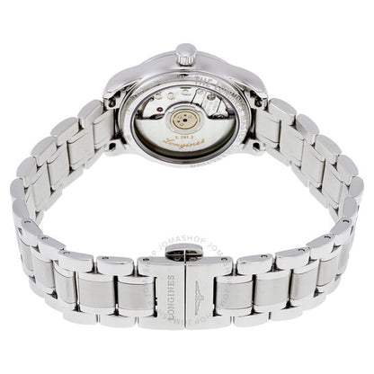 ساعة لونجين ماستر أوتوماتيكية بمينا أسود من الماس للسيدات