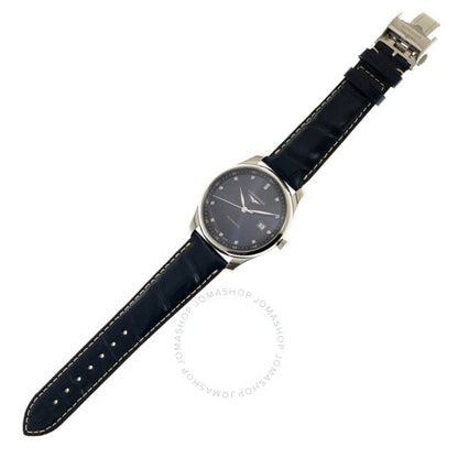 ساعة لونجين ماستر أوتوماتيكية مرصعة بالألماس للرجال بمينا أزرق